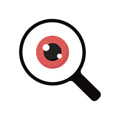 Magnifying glass with red eyeball icon - 763182570