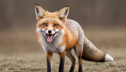 Naklejka na ściany i meble A Fox With Its Tongue Lolling Out In A Pant Upscaled 3