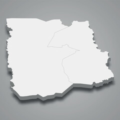 3d isometric map of Sassandra-Marahoue is autonomous districts of Ivory Coast