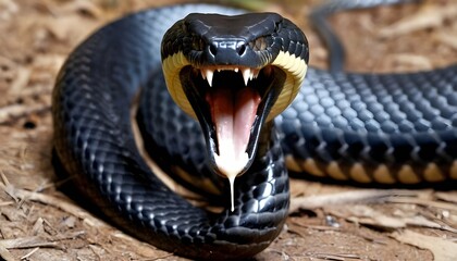 A King Cobra With Venom Dripping From Its Fangs Upscaled