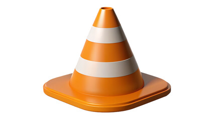 Realistic 3d traffic cone. isolated on transparent background.