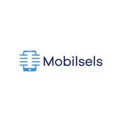 modern blue mobile sales logo design