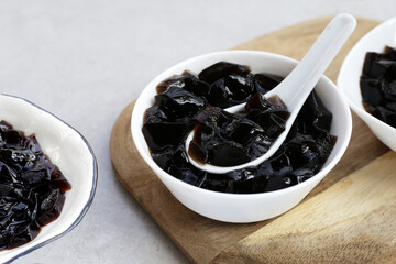 Grass jelly, herbal dessert. Mesona chinensis