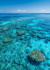 Beautiful coastal reef, bay. Clear blue ocean water. Travel destination. 