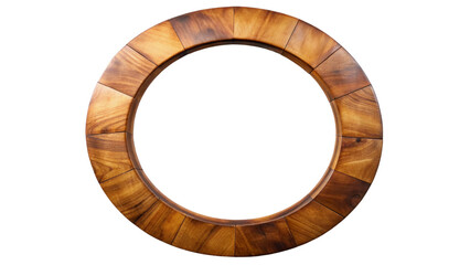 Wooden round frame. isolated on transparent background.