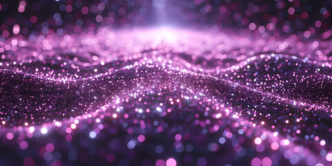 Abstract Colorful Background Of Bright Neon Stars And Glowing Lines - A Purple And Pink Lights