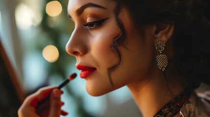 Fototapeta premium A skilled makeup artist enhancing beauty with creativity and expertise AI generated illustration
