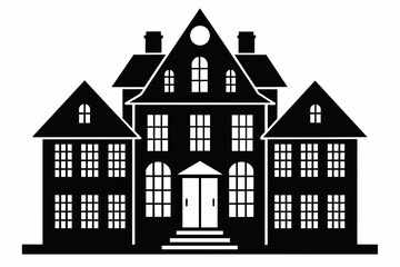 Townhouse silhouette white background