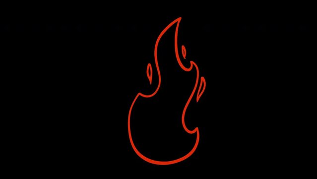 Cartoon loop animation fire or flame isolated on black and white background. Video motion graphic element.