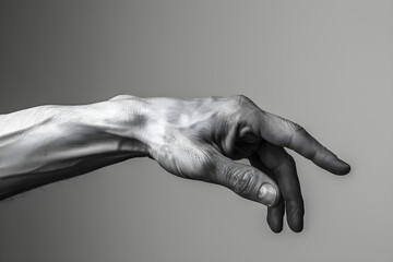Detailed Isolated Adult Hand Gesture Against Monochromatic Background