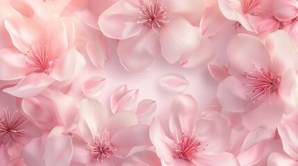 Spring flower abstract pastel pink banner with delicate floral elements