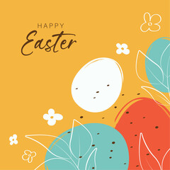 Easter background with colorful eggs with text Happy Easter