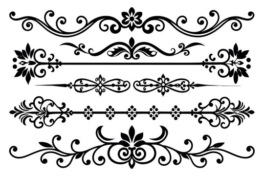 Vintage ornamental Borders elements icon vector set	