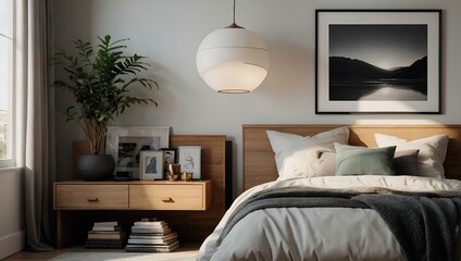 Fototapeta na wymiar Modern bedroom in daylight 