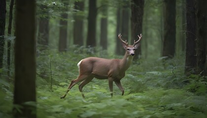 A Deer Navigating Through A Dense Forest Upscaled