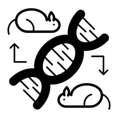 Deoxyribonucleic Acidvector outline design, Biochemistry symbol, Biological processes  Sign, bioscience and engineering stock illustration, Genetic manipulations in the rat Concept