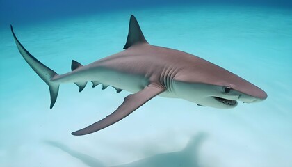 A Hammerhead Shark Swimming In Crystal Clear Blue Upscaled 4