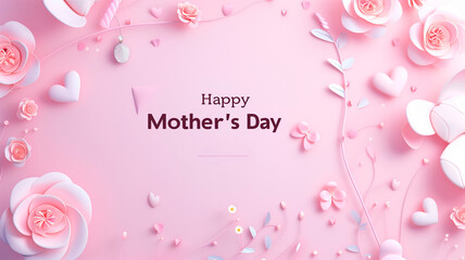 exquisite card for Mother's day with beautiful bouquet flowers on pastel background. greeting card.