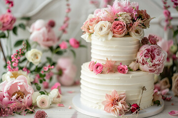 Obraz na płótnie Canvas wedding cake with roses