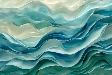 A painting of a body of water with waves and gold. Background