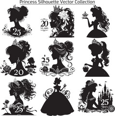 Set of silhouettes of princess © ashrafulalampro
