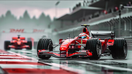Obraz premium Formula 1 Photography: Capturing the Race Start with Speed and Racing Action