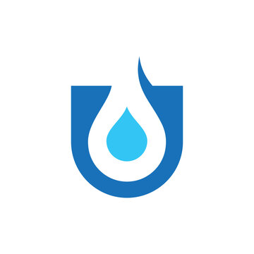 modern letter U with drop water logo design