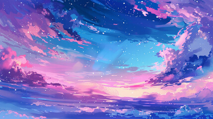 Beautiful background with pink and purple clouds
