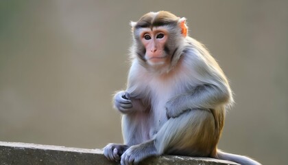 A Monkey Sitting Quietly And Observing The World A Upscaled
