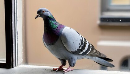 A Pigeon With Its Claws Scratching At A Windowpane Upscaled