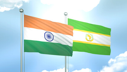 India and African Union Flag Together A Concept of Relations