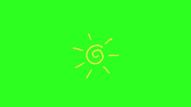 Yellow sun blinks. Seamless 4K Stock video with green screen background. sun animation. 
