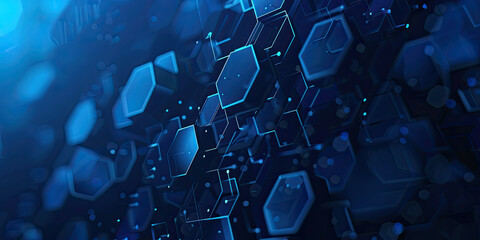 Abstract blue technology background with hexagon design