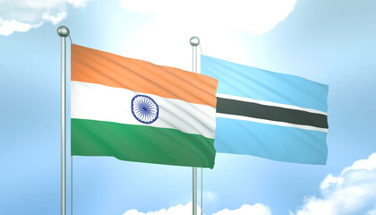 India and Botswana Flag Together A Concept of Relations