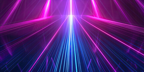 Abstract purple and blue neon lights rays laser