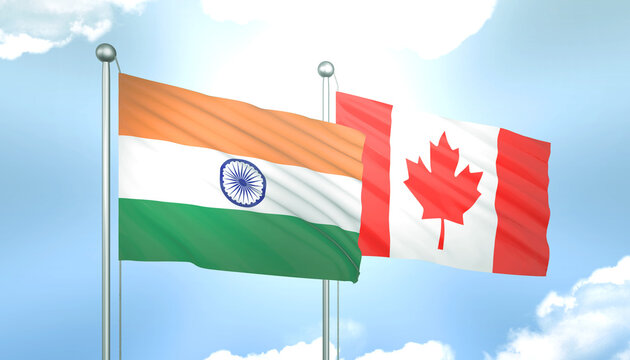 India and Canada Flag Together A Concept of Relations