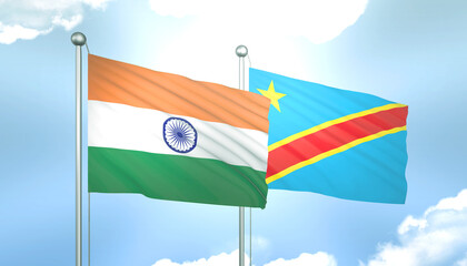 India and Congo democratic Flag Together A Concept of Relations