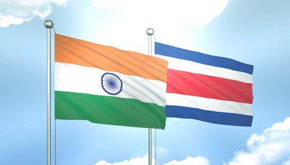India and Costa Rica Flag Together A Concept of Relations