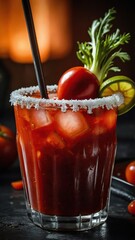 Bloody Mary Cocktail. Original serving at the bar.