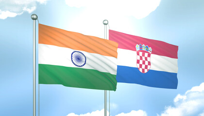 India and Croatia Flag Together A Concept of Relations