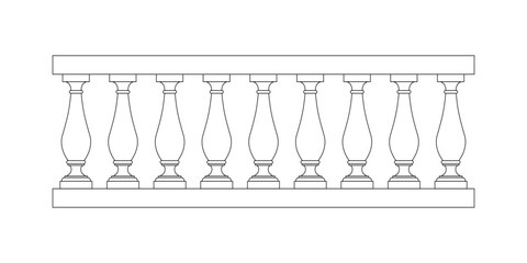 Stone balustrade with balusters for fencing. Marble fencing for architectural design