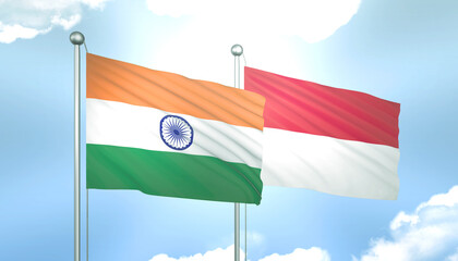 India and Indonesia Flag Together A Concept of Relations