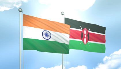 India and Kenya Flag Together A Concept of Relations