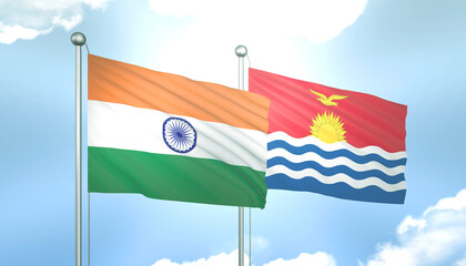 India and Kiribati Flag Together A Concept of Relations