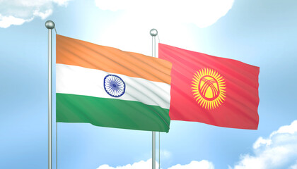 India and Kyrgyzstan Flag Together A Concept of Relations