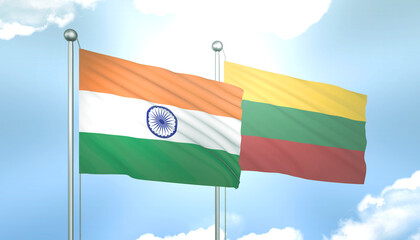 India and Lithuania Flag Together A Concept of Relations
