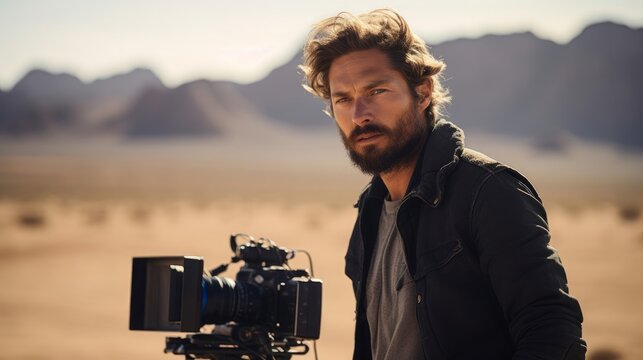 Desert location film director directing western epic vast backdrop
