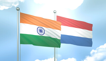 India and Netherlands Flag Together A Concept of Relations