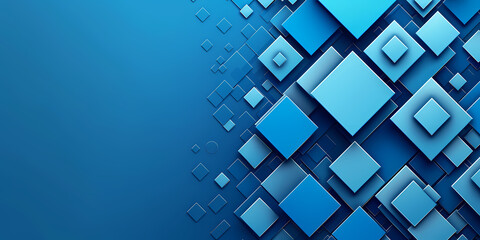 3D Render, Abstract Minimalist Blue Background With Square Geometric Shapes - A Blue Squares On A Blue Background
