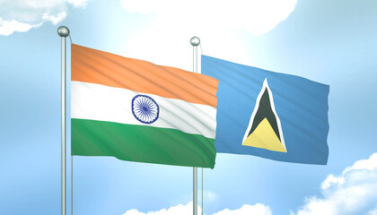India and Saint Lucia Flag Together A Concept of Relations